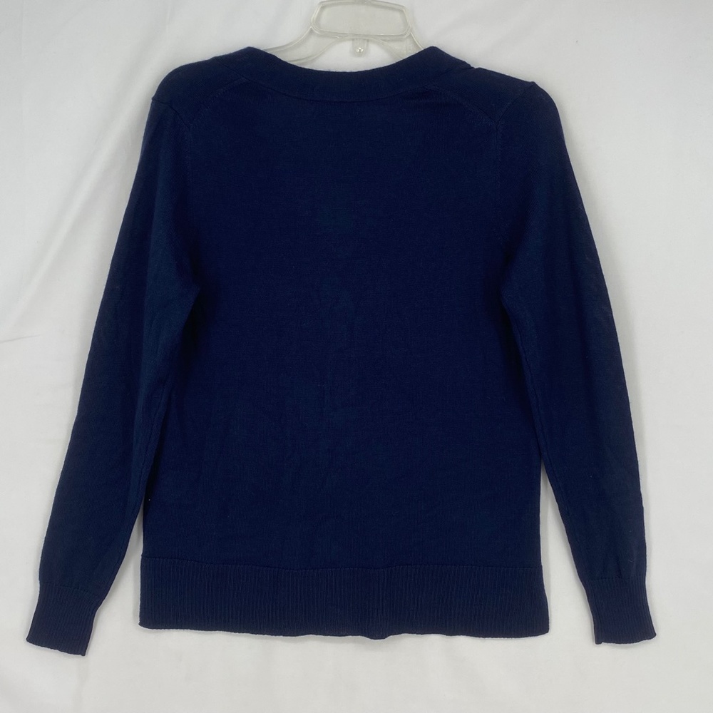 Charter Club Womens XS V-Neck Button Front Cardigan Merino Wool Blend Navy Blue - Picture 10 of 12